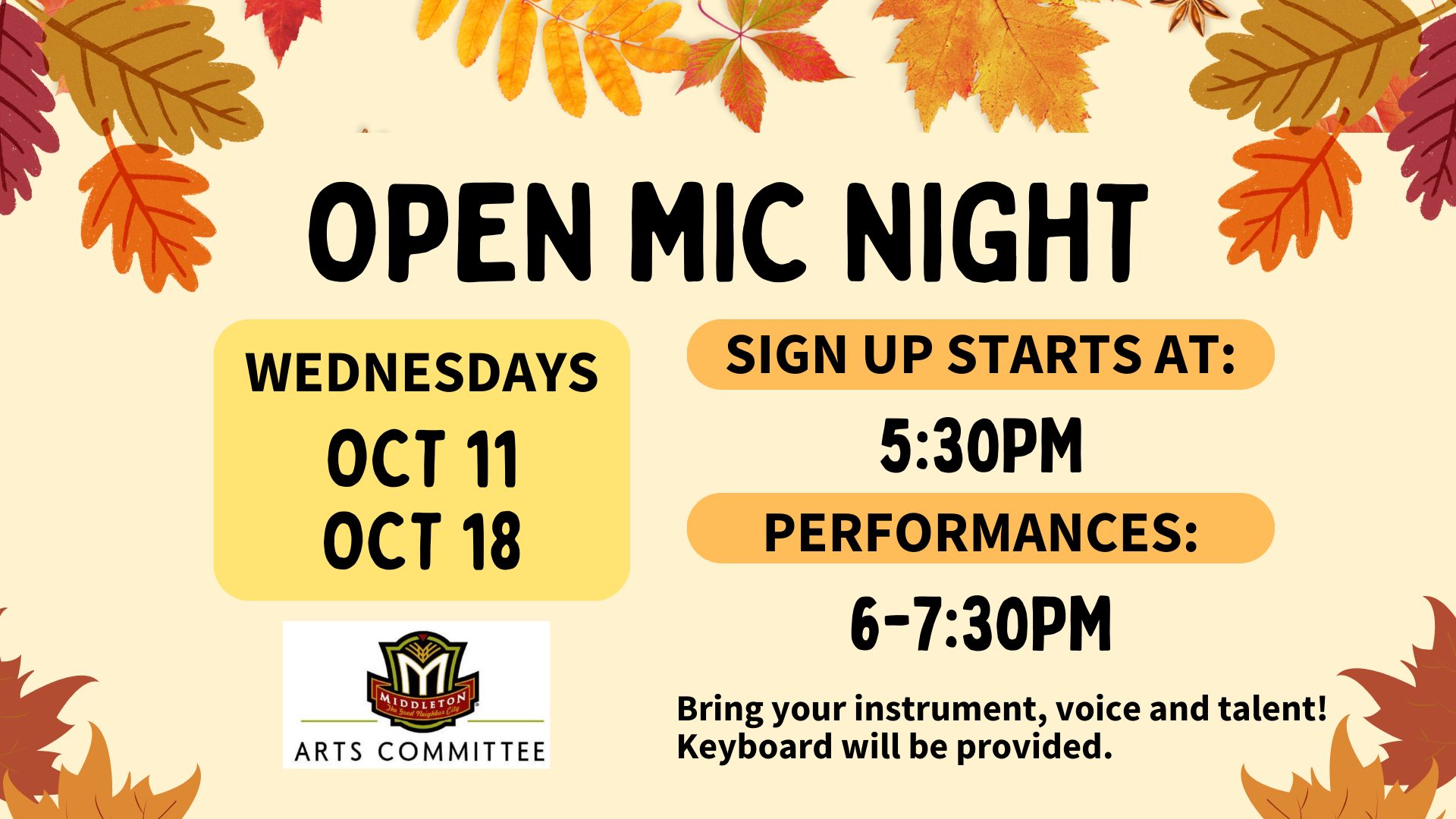 Open mic night flyer.