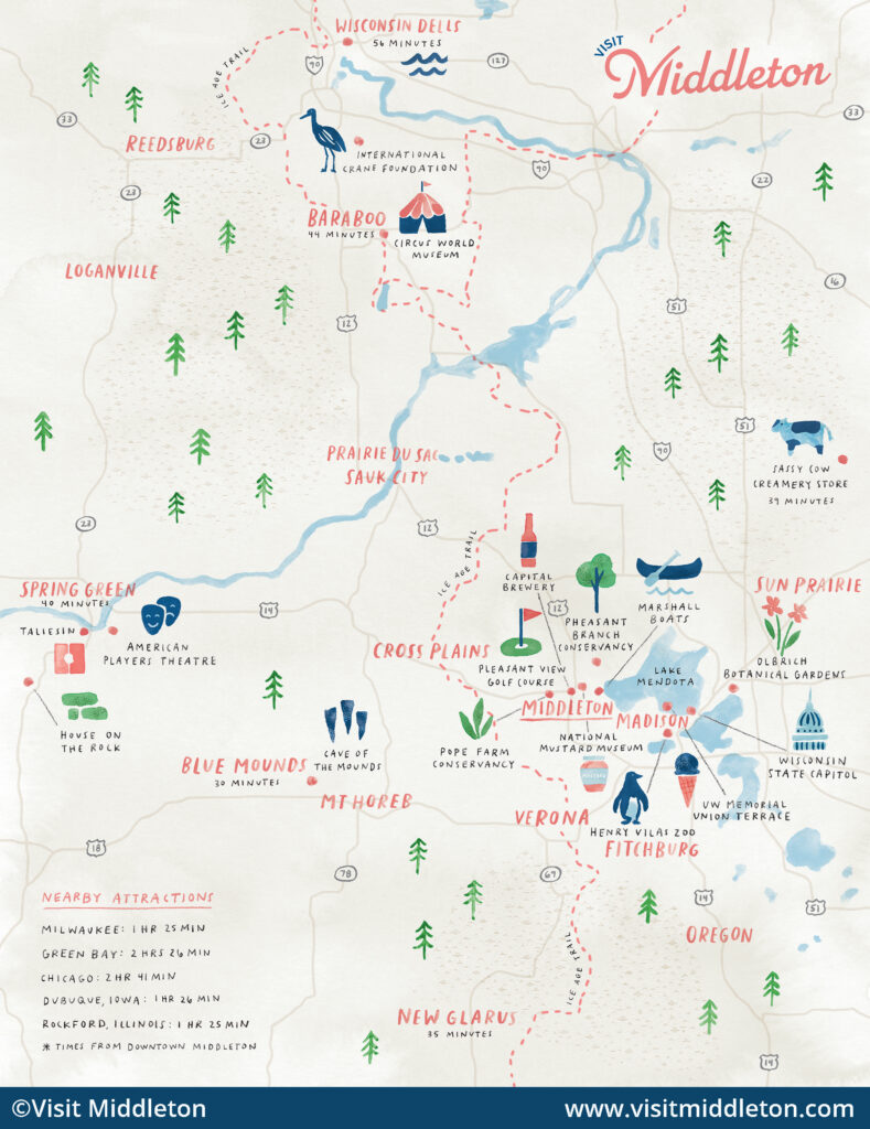 Visit Middleton Illustrated Regional Map 2022
